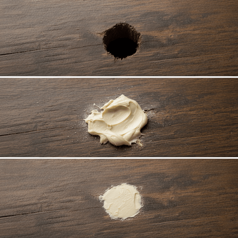 Пример заделки дефектов в древесине шпаклевкой